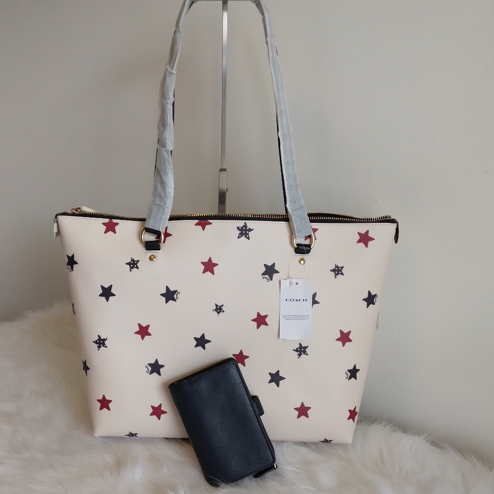 SOLD NWT Star Americana Coach Gallery Tote Bag with Matching Wallet SET - Picture 6 of 11